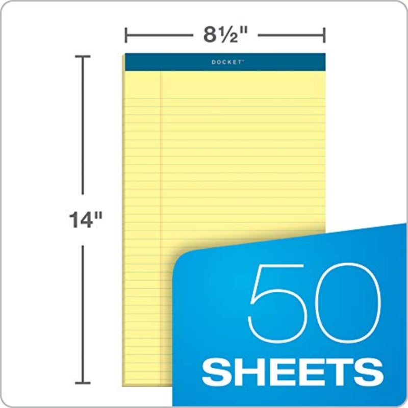 TOPS Docket Writing Pads, 8-1/2" x 14", Legal Rule, Canary Paper, 50 Sheets, 12 Pack (63580) - Image 2
