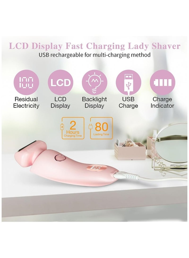 ماكينة حلاقة كهربائية للنساء، جهاز إزالة الشعر القابل لإعادة الشحن 2 في 1 للذراع والساق والوجه، ماكينة إزالة الشعر اللاسلكية مع رأس قابل للفك، مقاومة للماء IPX7 للاستخدام الرطب/الجاف. - Image 5