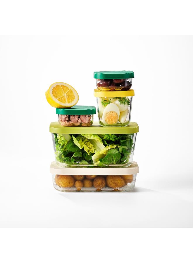 erorex Food container with lid, set of 5, transparent/multicolour - Image 4