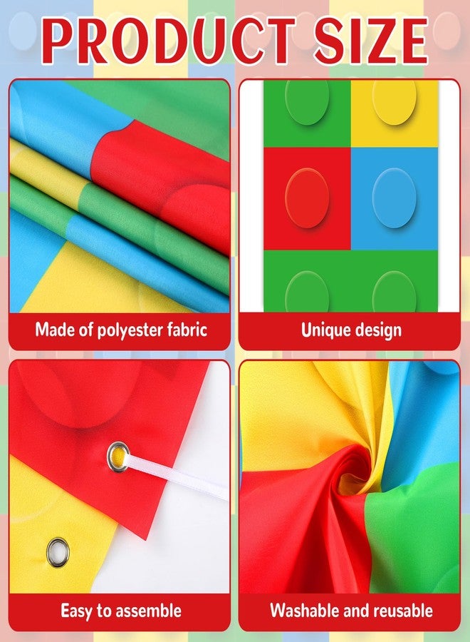 Oitnlaughter 3 PCS Building Block Door Decorations Building Bricks Door Covers Hanging Banner Colorful Blocks Classroom Photo Props Brick Themed Porch Sign Backdrops for Back to School Classroom Home Party Decor - Image 3
