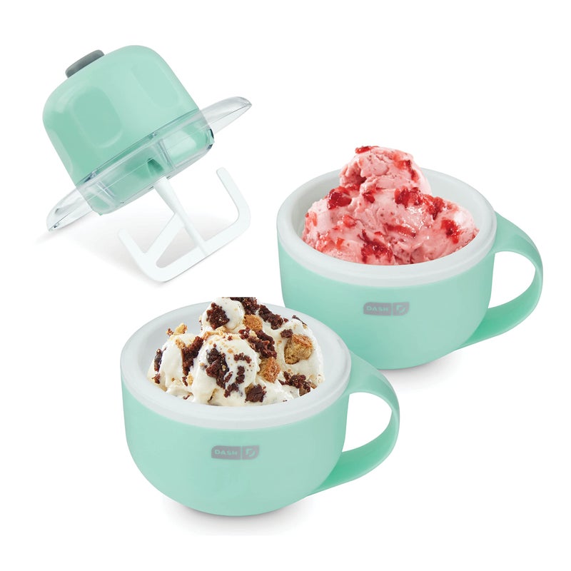 Dash DASH My Mug Ice Cream Maker Machine Aqua MultiPurpose Soft Serve Ice Cream Machine with 2 Bowls for Homemade Gelato Sorbet Frozen Yogurt BuiltIn Ingredient Chute Easy to Clean and Store 