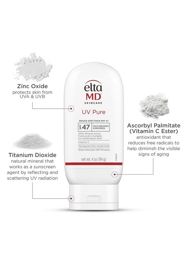 EltaMD UV Pure Face and Body Sunscreen, SPF 47 Mineral Sunscreen for Kids and Adults, Water Resistant Up to 80 Minutes, 4.0 oz Tube - Image 3