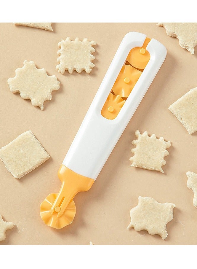 4-in-1 Plastic Pizza Cutter Set with Interchangeable Pastry Stamp Accessories, Kitchen Gadget for Dough Shaping and Pie Crust Cutting, 1pc Multipurpose Baking Tool - Image 1
