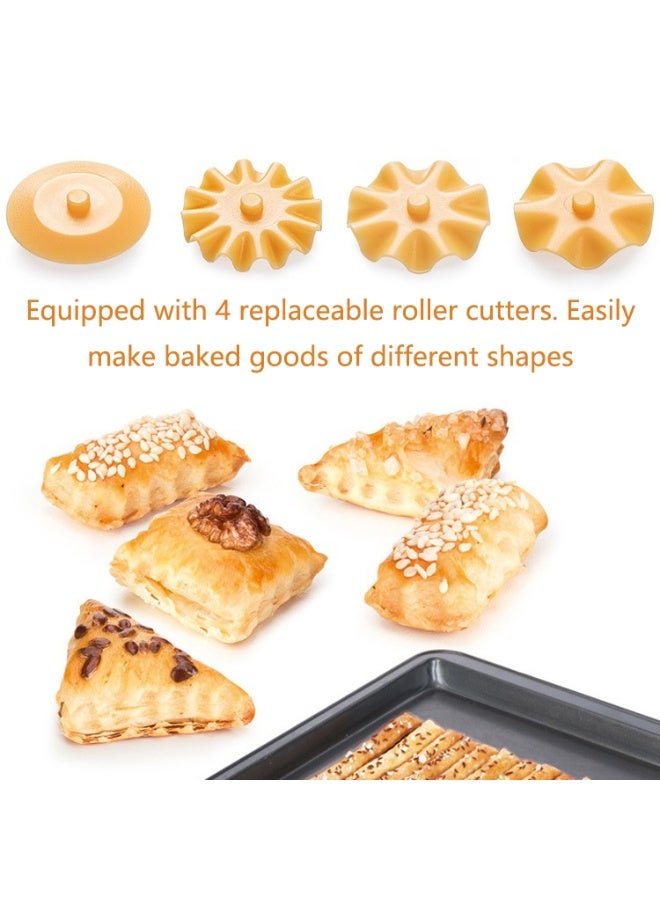 4-in-1 Plastic Pizza Cutter Set with Interchangeable Pastry Stamp Accessories, Kitchen Gadget for Dough Shaping and Pie Crust Cutting, 1pc Multipurpose Baking Tool - Image 5