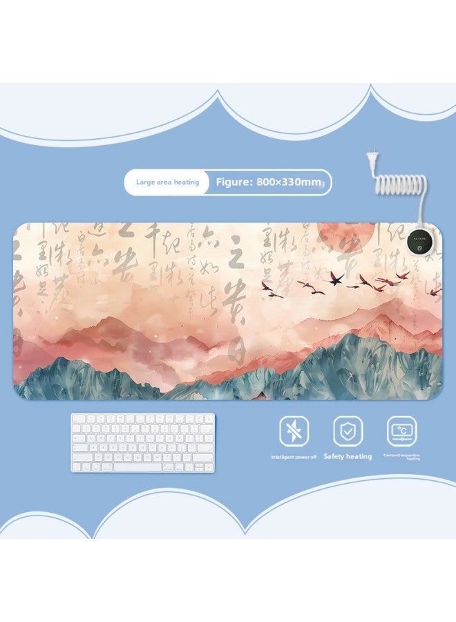 Ink Landscape Heating Heating Pad Warm Table Mat Office Computer Desktop Heating Mouse Pad-Color:700x330mm-Pattern:Jr-ink Scenery 117  - Image 1