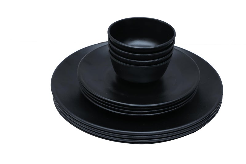 Amar Industries Melamine Dinner Set, Elegant, Unabreakable, Matte Black Spiral Design, Full Plates, Half Plates with Bowl (Serve 4) (Set of 12) - Image 5