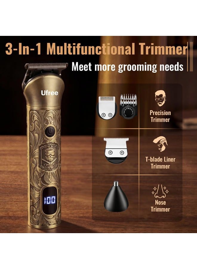 UFREE Hair Clippers for Men Professional, 3 in 1 Beard Trimmer Electric Razor Shavers for Men, Nose Hair Trimmer and Detail Trimmer, Cordless Clippers and Trimmers Set Mens Grooming Kit for Gifts - Image 3