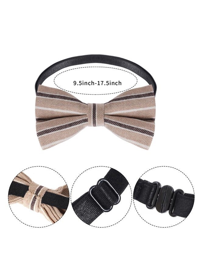 mifengda Kids Old Man Costume 100 Day of School Grandpa Costume for Boys 1920s Old Man Outfit Halloween Dress Up Set Including Bow Tie Beard Eyebrow Suspenders Glasses for Kids Boy Halloween (Khaki) - Image 3