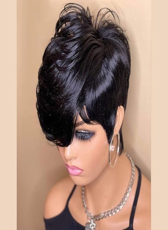 FCHW-wig FCHW short wigs for women Short Black Wig For Black Women Synthetic Pixie Wig 4inch Black Pixie Cut Wig With Bangs short hairstyles wigs - Image 2