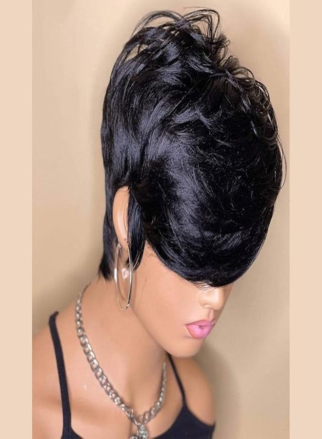 FCHW-wig FCHW short wigs for women Short Black Wig For Black Women Synthetic Pixie Wig 4inch Black Pixie Cut Wig With Bangs short hairstyles wigs - Image 3