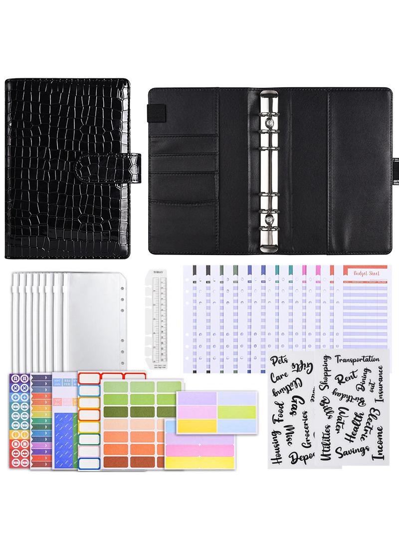 Generic Budget Binder with Zipper Envelopes, Cash Envelopes for Budgeting, PU Leather Budget Binder Planner with Clear Zipper Envelopes, Budget Sheets for Budgeting, Saving Money(Black)  - Image 1