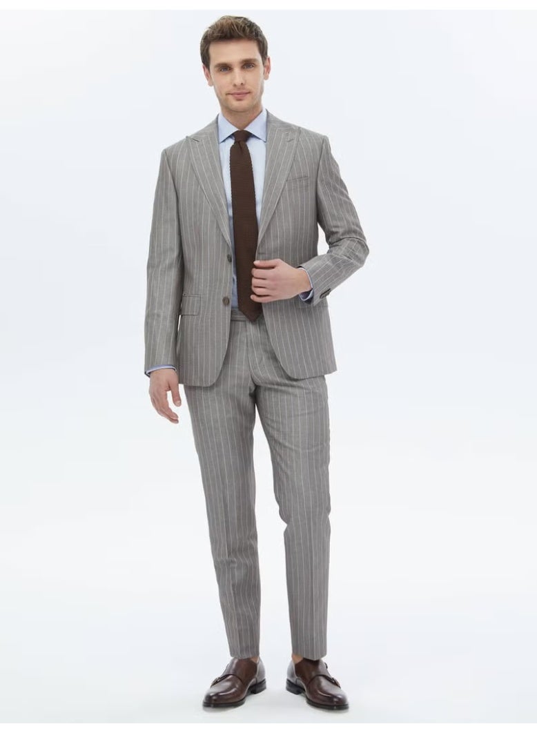 Kip Mink Striped Modern Fit Linen Blend Suit - Image 3