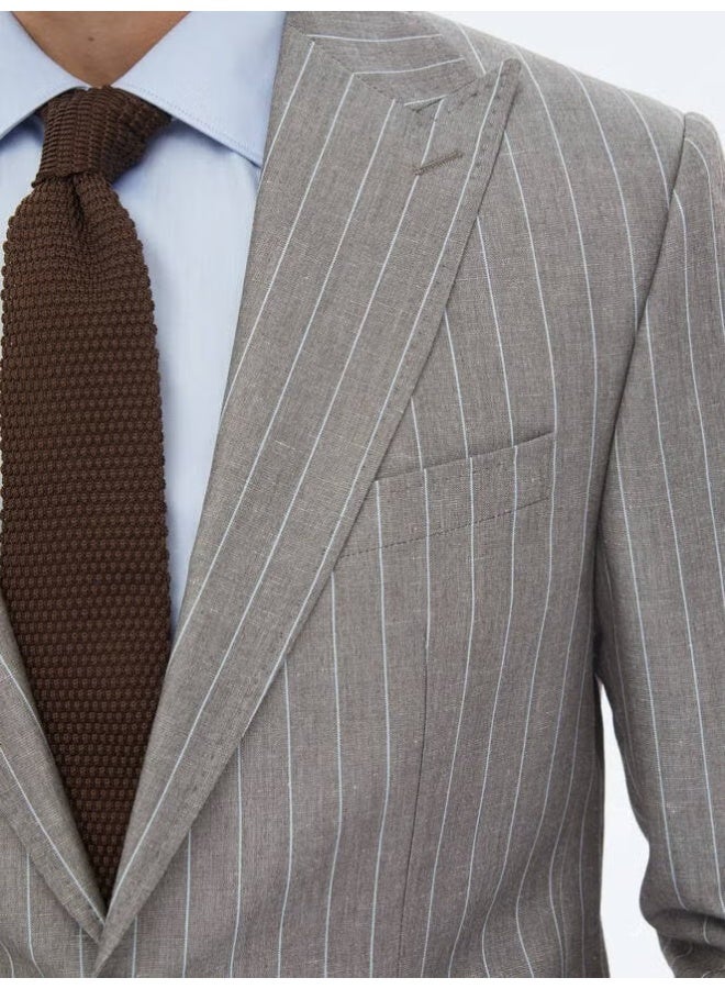 Kip Mink Striped Modern Fit Linen Blend Suit - Image 2