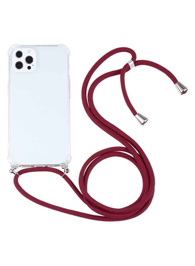 اس-توب جراب لهاتف iPhone 13 Pro Max جراب واقٍ شفاف مقاوم للصدمات من مادة TPU بأربع زوايا مع حبل - Image 1