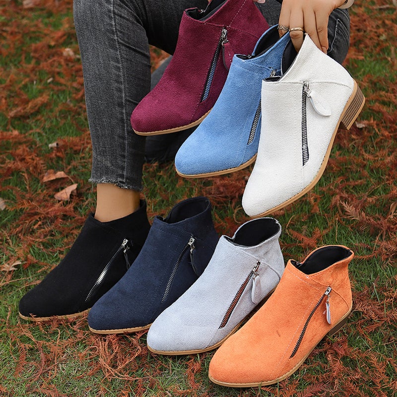 Short Boots 2025 Pointed Toe Thick Heel Side Zipper Style Large Size Boots - Image 2