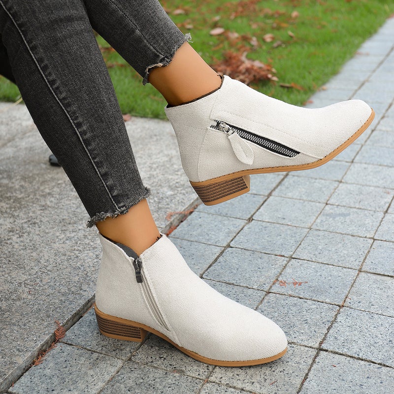 Short Boots 2025 Pointed Toe Thick Heel Side Zipper Style Large Size Boots - Image 4
