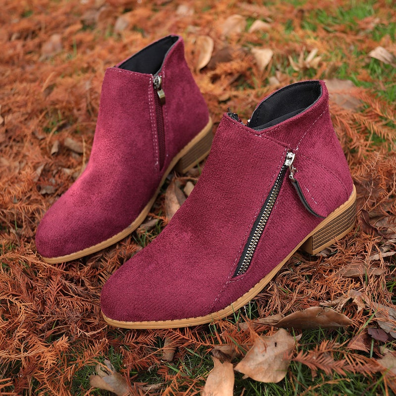 Short Boots 2025 Pointed Toe Thick Heel Side Zipper Style Large Size Boots - Image 5