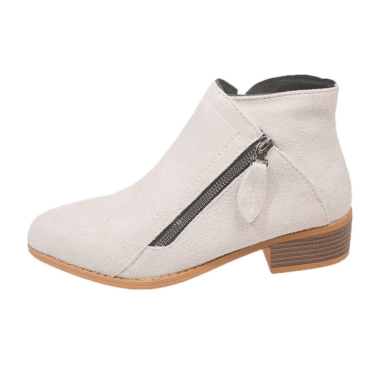Short Boots 2025 Pointed Toe Thick Heel Side Zipper Style Large Size Boots - Image 1