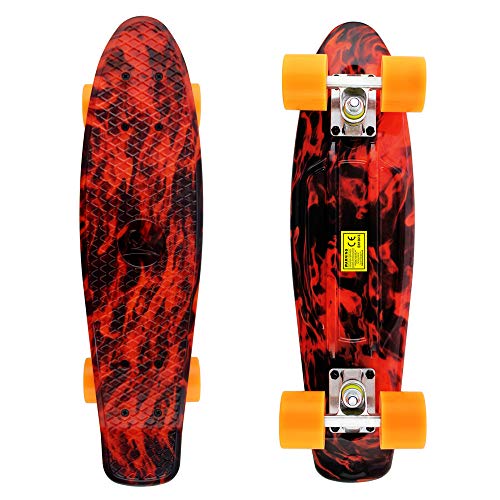 Meketec Skateboard Adults Mini Cruiser Complete Kids Skateboards Youth Board for Boy Girl Beginners Children Toddler Teenagers 22 inch Red Flame - Image 3