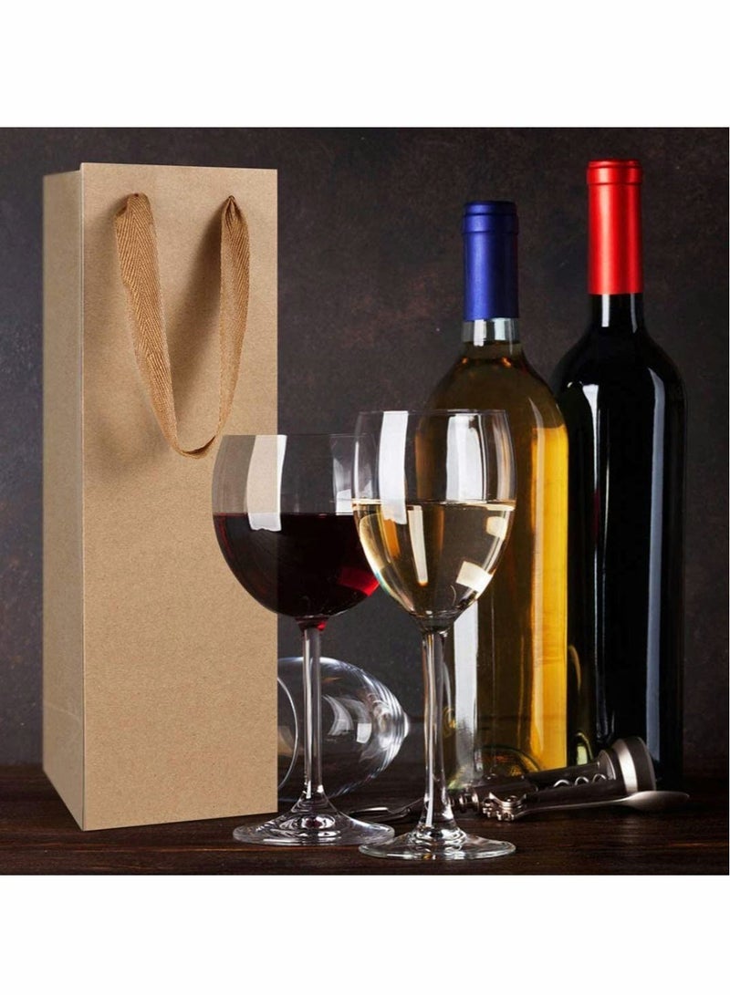 Wine Bag, Brown Kraft Long Kraft Paper Bags Liquor Bags Wine Bag ine Bottle Gift Bags for Wedding, Birthday, Baby Shower - Image 3