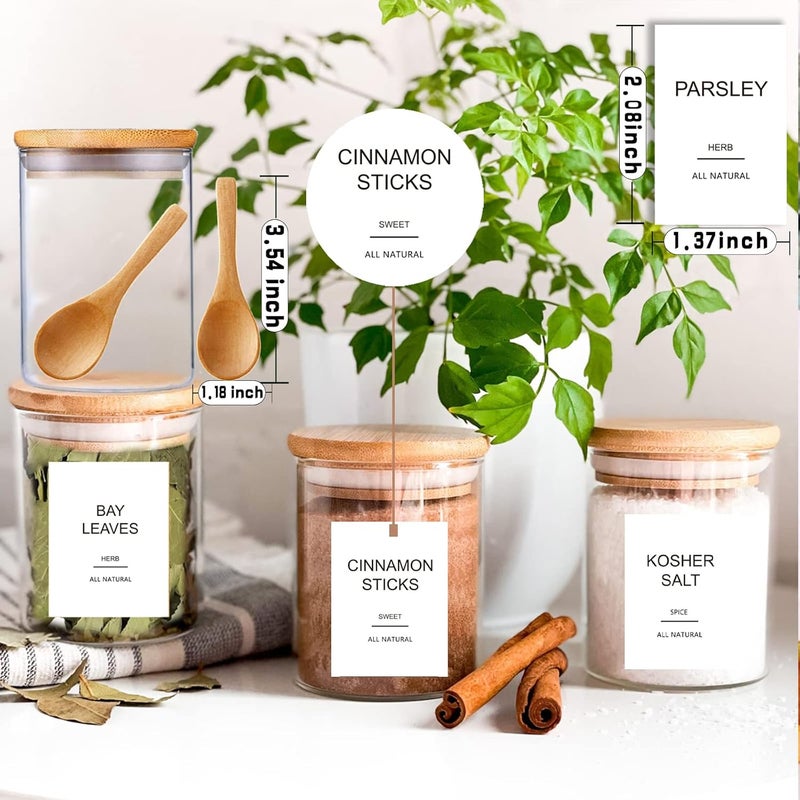GPOVVIMX 12 Pcs Glass Spice Jars with Bamboo Airtight Lids and 191 Labels - 8.5oz Small Food Storage Containers for Kitchen, Seasoning, Coffee, Herb - Spoon and Marker Included - Image 5