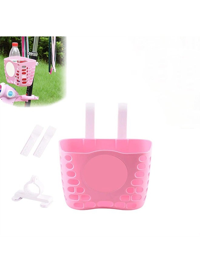 الوجبة سلة دراجات للأطفال، سلة دراجات وردية للبنات، سلال دراجات أمامية للأطفال، ملحقات دراجات للأطفال، سلة بلاستيكية بمقود أمامي لدراجة الأطفال، سلة دراجات للبنات قابلة للإزالة، عبوة واحدة من السلة، للأطفال، البنات، الأطفال الصغار. - Image 1