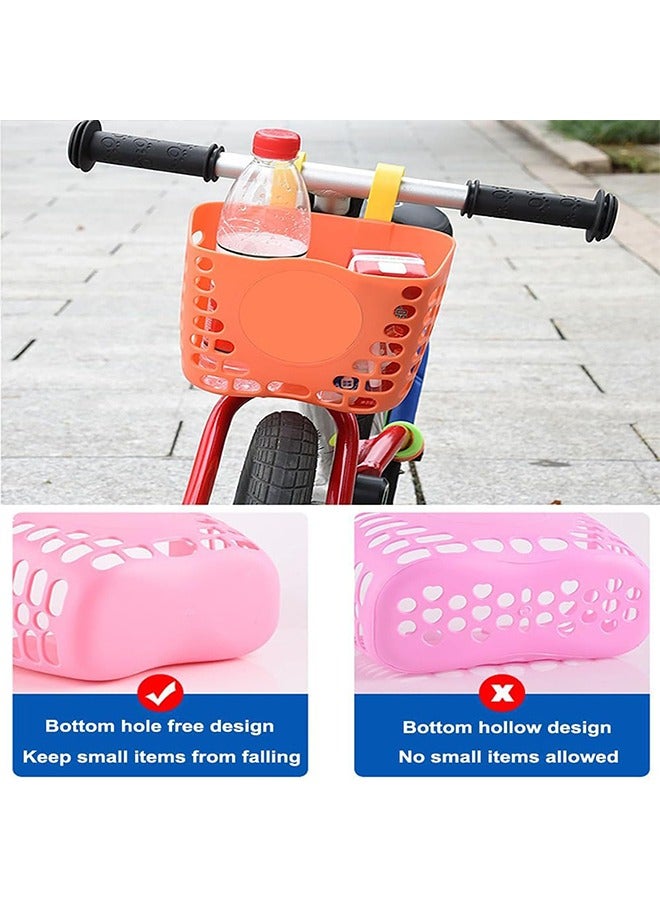 الوجبة سلة دراجات للأطفال، سلة دراجات وردية للبنات، سلال دراجات أمامية للأطفال، ملحقات دراجات للأطفال، سلة بلاستيكية بمقود أمامي لدراجة الأطفال، سلة دراجات للبنات قابلة للإزالة، عبوة واحدة من السلة، للأطفال، البنات، الأطفال الصغار. - Image 2