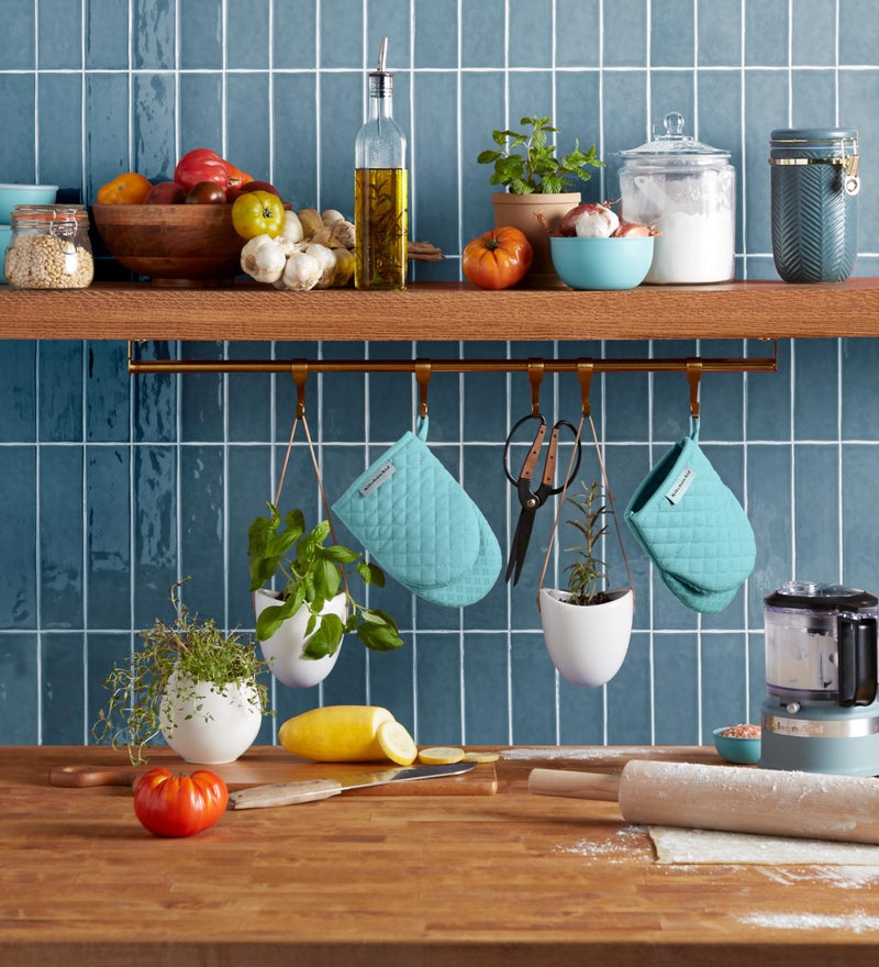 KitchenAid Asteroid Mini Oven Mitt 2-Pack Set  Mineral Water Aqua  5.5""x8"" - Image 2