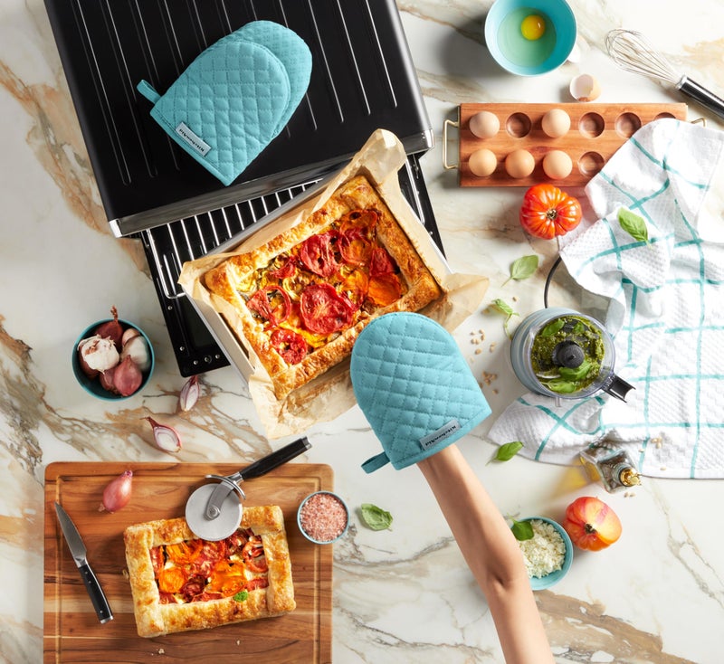 KitchenAid Asteroid Mini Oven Mitt 2-Pack Set  Mineral Water Aqua  5.5""x8"" - Image 1