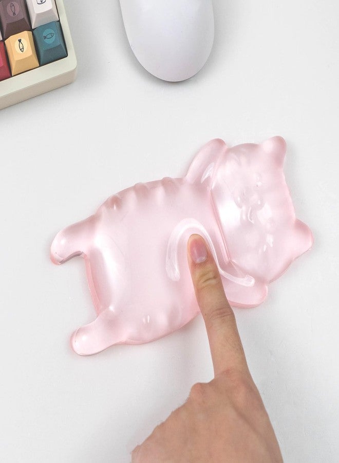 Sumgsn Ergonomic Gel Mouse Wrist Rest - Clear Cute Cat Mouse Wrist Rest, Comfort & Support for Typing and Gaming (Pink) - Image 3