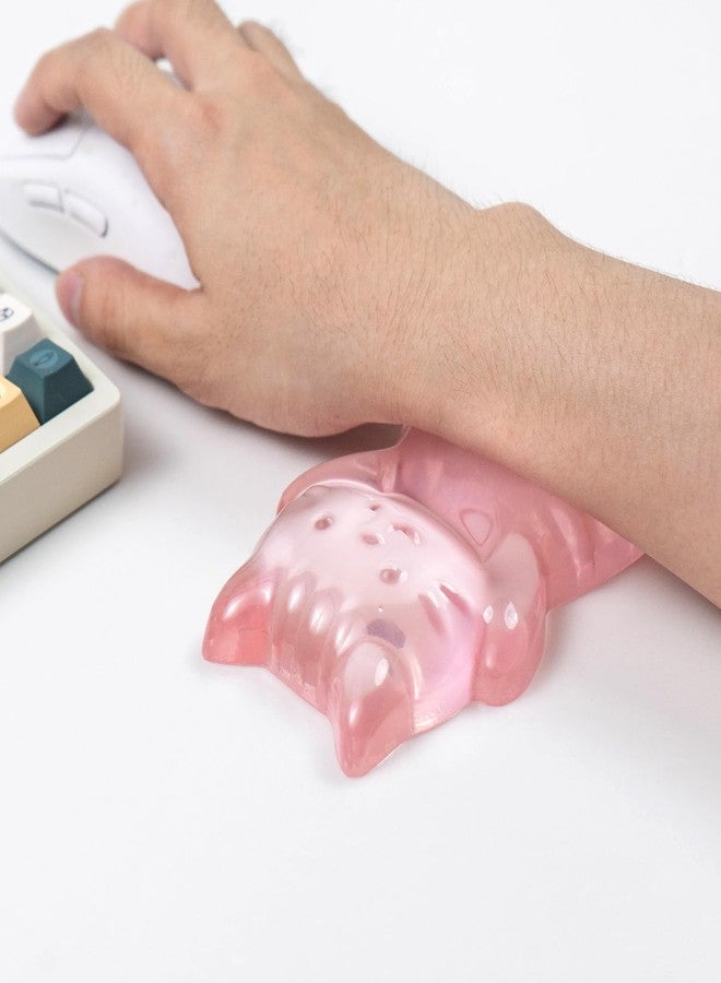 Sumgsn Ergonomic Gel Mouse Wrist Rest - Clear Cute Cat Mouse Wrist Rest, Comfort & Support for Typing and Gaming (Pink) - Image 2