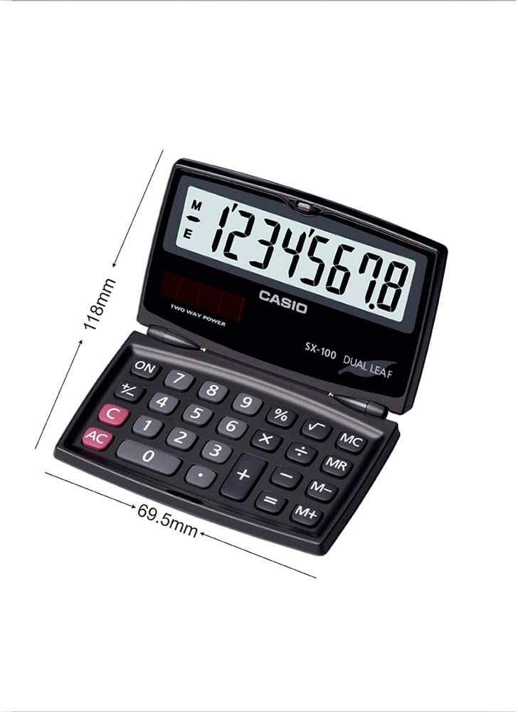 Casio SX-100 12-Digit Desktop Calculator with Large Display, Dual Power, Tax Calculation & Business Functions black - Image 2