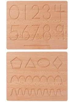 Wood Number Tracing Board Wooden Number and Counting Aid Board Geometry Preschool for Montessori Math Toys for Toddlers 1Pcs 29x23cm