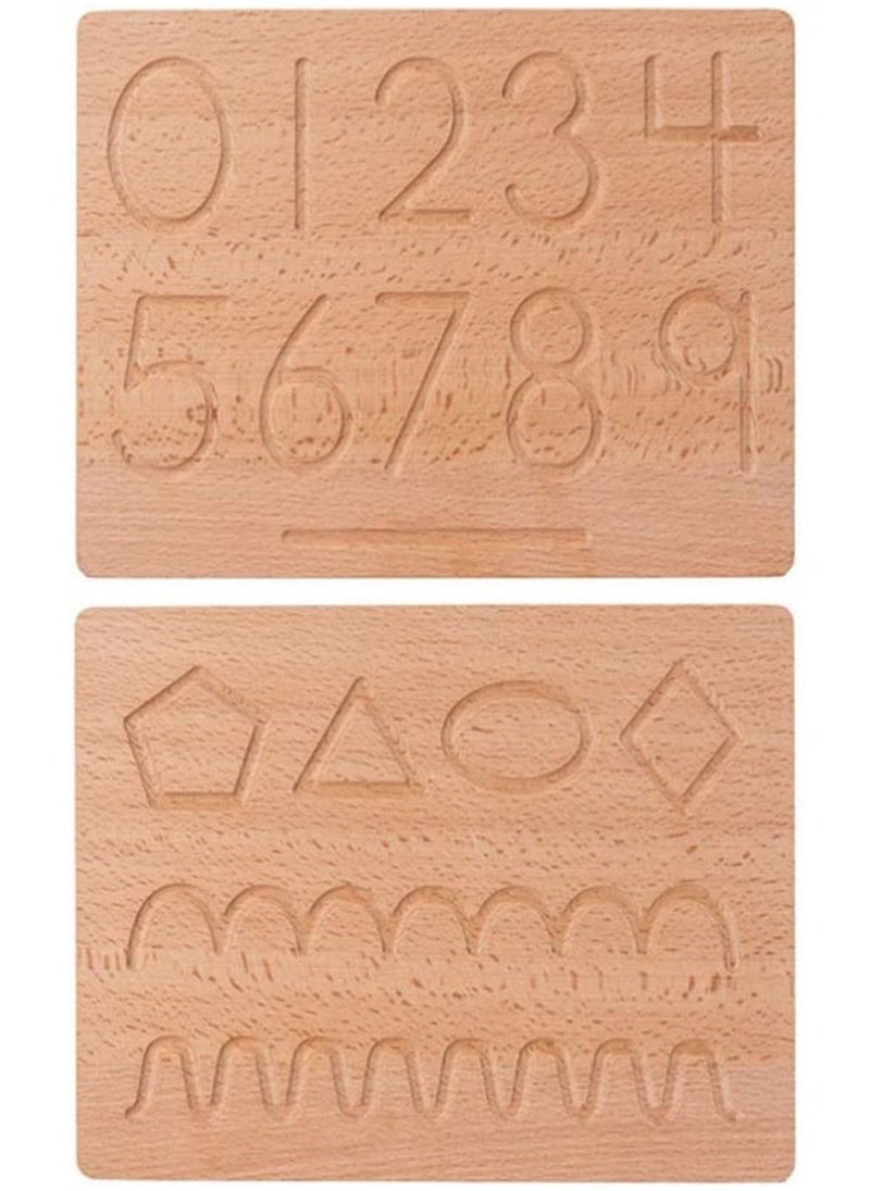 Generic Wood Number Tracing Board Wooden Number and Counting Aid Board Geometry Preschool for Montessori Math Toys for Toddlers 1Pcs 29x23cm  - Image 1