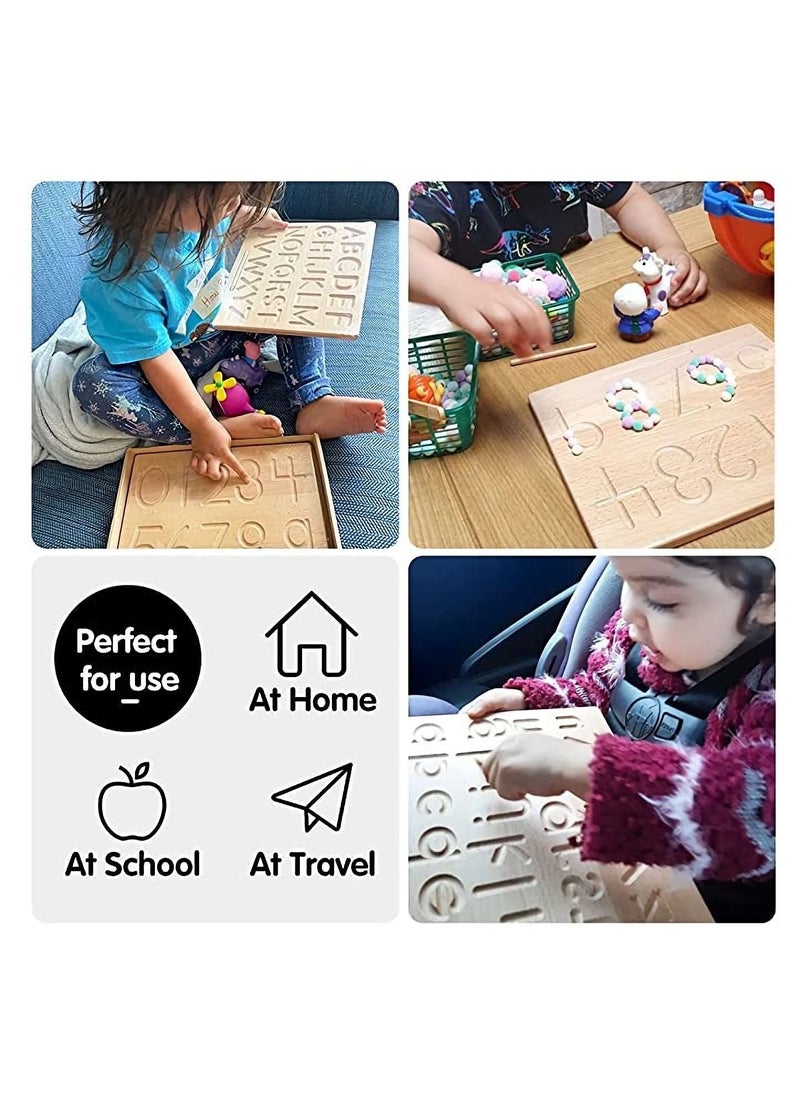 Generic Wood Number Tracing Board Wooden Number and Counting Aid Board Geometry Preschool for Montessori Math Toys for Toddlers 1Pcs 29x23cm  - Image 3