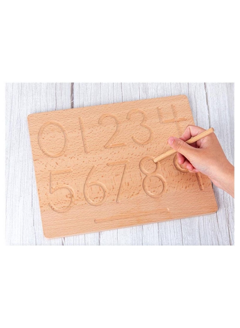 null - Wood Number Tracing Board Wooden Number and Counting Aid Board Geometry Preschool for Montessori Math Toys for Toddlers 1Pcs 29x23cm - Image 1