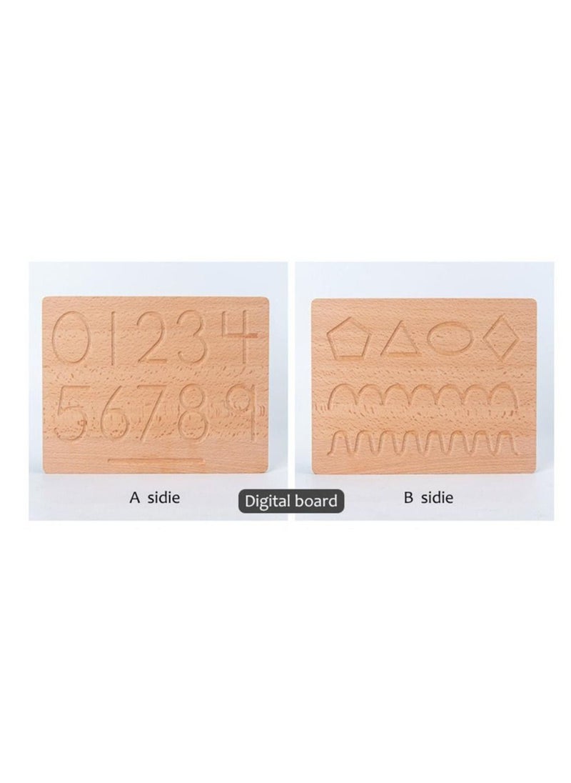 Generic Wood Number Tracing Board Wooden Number and Counting Aid Board Geometry Preschool for Montessori Math Toys for Toddlers 1Pcs 29x23cm  - Image 5