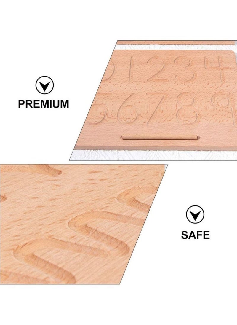 null - Wood Number Tracing Board Wooden Number and Counting Aid Board Geometry Preschool for Montessori Math Toys for Toddlers 1Pcs 29x23cm - Image 1