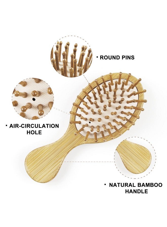 MRD 2 Pcs Bamboo Detangler Mini Hair Brushes Travel Pack For Kids Gift No Wooden Bristles Hairbrush Massage Scalp For Curly Hair Wet Dry Hair Tangle Brush - Image 5