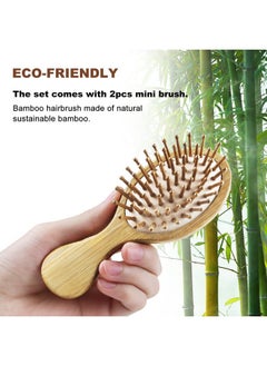 2 Pcs Bamboo Detangler Mini Hair Brushes Travel Pack For Kids Gift No Wooden Bristles Hairbrush Massage Scalp For Curly Hair Wet Dry Hair Tangle Brush - pzsku/Z917A6B6CEF8495247D88Z/45/_/1696070244/20b5f682-1aca-4d9c-90e1-a97dfd82c377