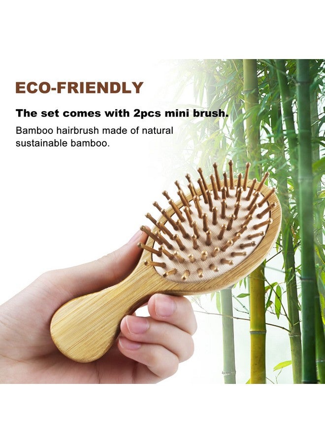 MRD 2 Pcs Bamboo Detangler Mini Hair Brushes Travel Pack For Kids Gift No Wooden Bristles Hairbrush Massage Scalp For Curly Hair Wet Dry Hair Tangle Brush - Image 3