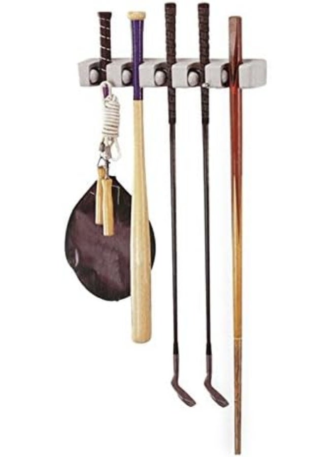 Bureze 5 Position 6 Hooks Wall Mounted Mop Broom Holder Hanger Kitchen Shelf Storage Holder Garage Storage  - Image 4