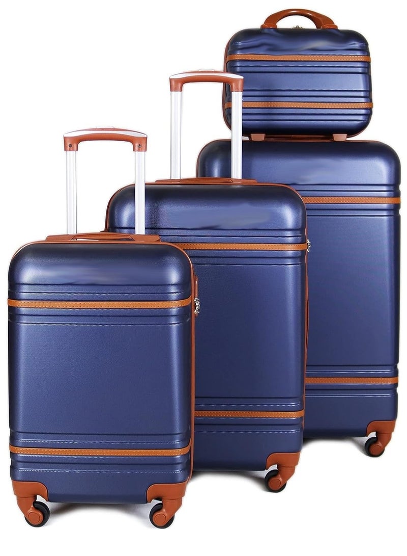 LIMOS Suitcase Set of 4 Hard Shell Luggage Set With Spinner Wheels & 3 Digit Number Lock-Set of 4 Trolley Bags and (20/24/28/14 Inches) (BLUE) - Image 1