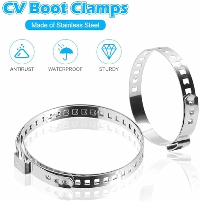 Unity 30Pcs CV Boot Clamps15Pcs Large  15Pcs Small Universal Adjustable Stainless Steel Drive Shaft CV Joint Boot Bands Axle Repair Clamps Kit Hose Clamp Tool for Car Truck SUV - Image 3