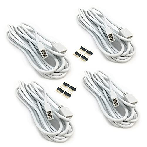 HUALAND 4pcs/Pack White 3m/9.84 ft 4 Pins RGB Extension Cable LED Strip Connector Extension Cable Cord for SMD 5050 3528 2835 RGB LED Light Strip，RGB 4 pin Cable，led Wire Extension - Image 1