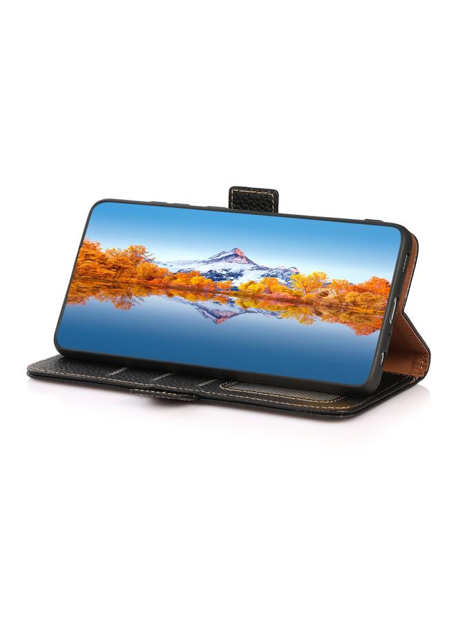 اس-توب جراب هاتف خزنة لهاتف Honor 200 Pro مصنوع من جلد الليتشي الأصلي مع خاصية تحديد الهوية بموجات الراديو (RFID) - Image 5