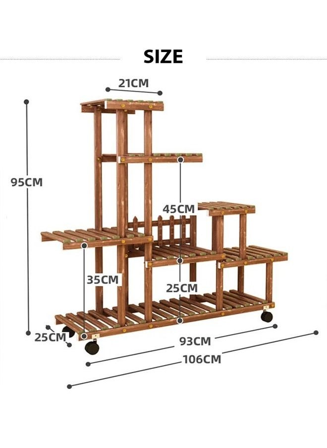 fashionhome - Multi-Layer Balcony Storage Shelf With Wheels 106 x 25 x 95 cm - Image 1