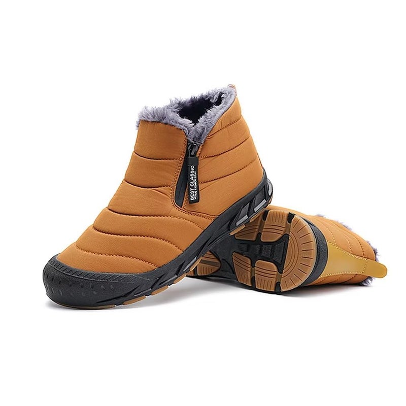 Jakcuz Snow Boots for Men Warm High Top Bootie Comfortable Faux Fur Lining Atheletic Winter Shoes Brown Size 10.5 - Image 4