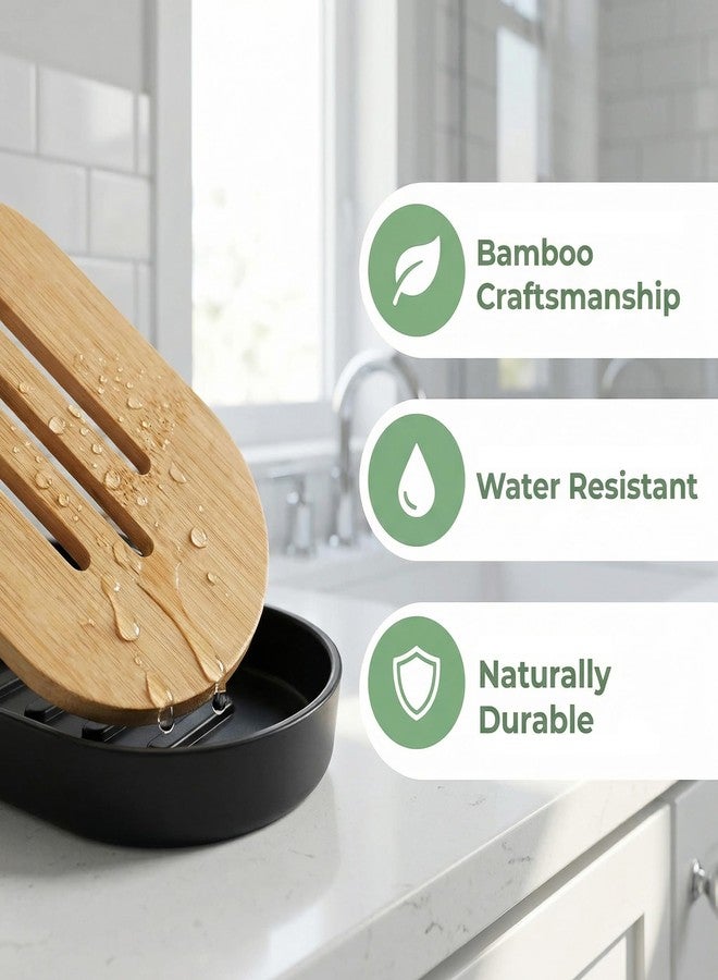 KGCGJVB Bamboo Soap Holder Wooden Dish Bar Tray for Shower Sink Bathroom Self Draining Soap Stand Holders Dishes of Soaps Saver for Homemade Soaps - Image 2