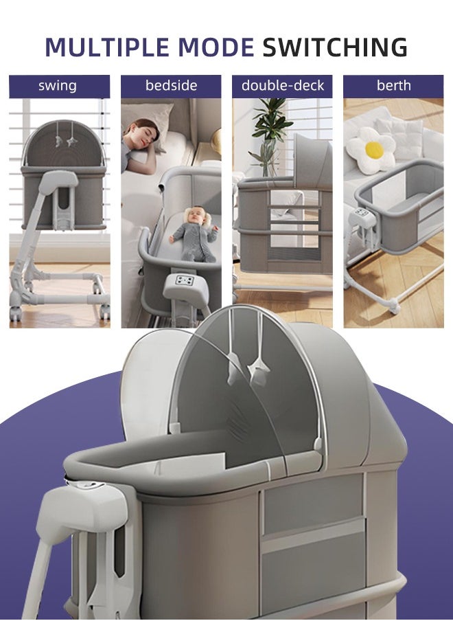 Baby Cot 5 In 1 Baby Basinets Bedside Sleeper with Wheels Electric Rocking Bassinet for Baby Newborn Automatic Bedside Bassinet with Remote Control with 4 Height Adjustable Cradle Bed - pzsku/Z917AA711DFF1DBD9C08FZ/45/_/1730966189/153d210c-79e2-4e35-9ae3-eda8fe0ad2b0